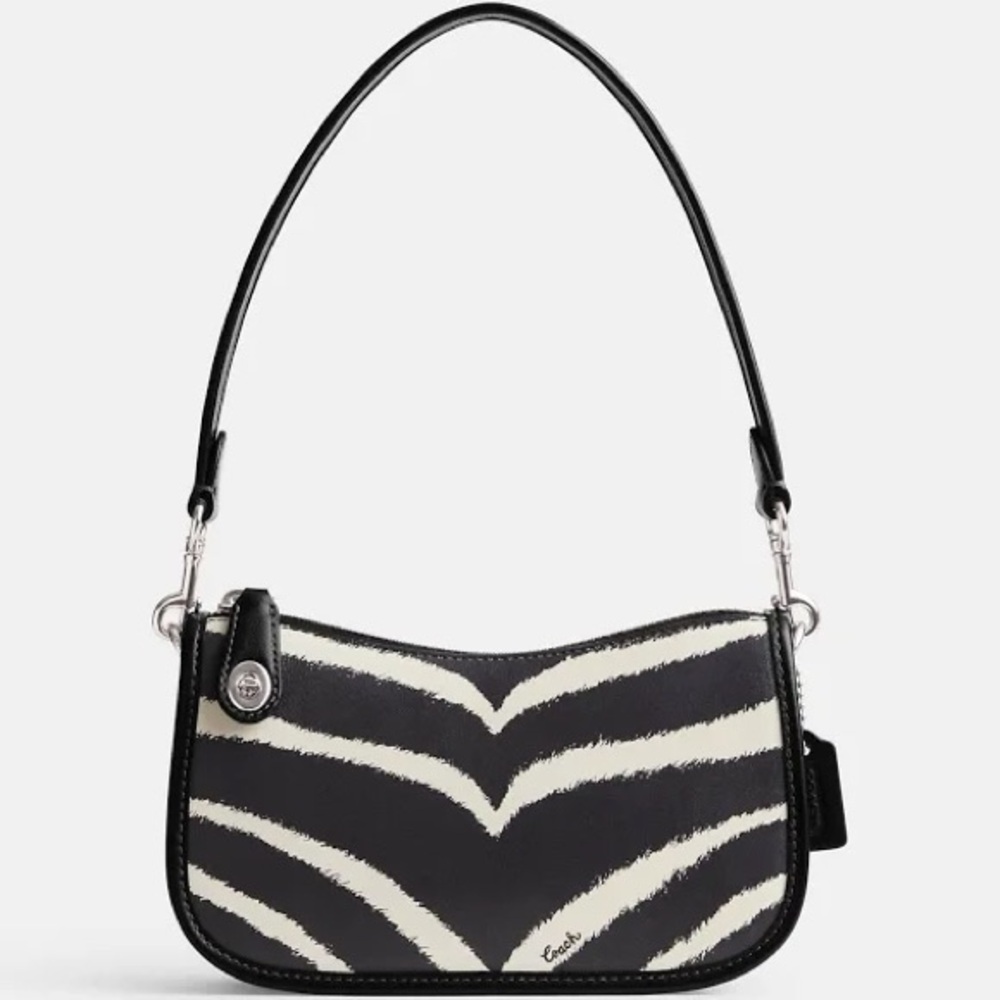 EUC Coach Black and White Zebra Print Swinger 20 Bag